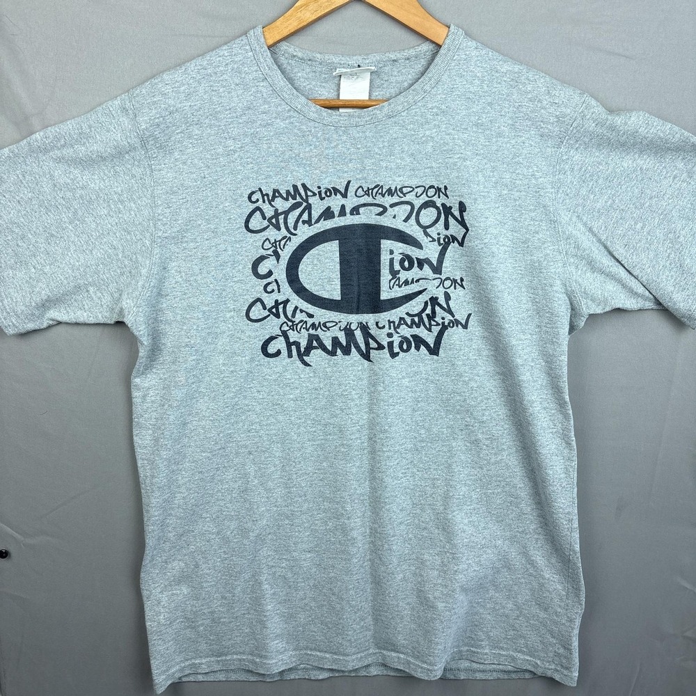 Vintage Champion Graffiti T-Shirt Mens XL Gray Graphic Streetwear